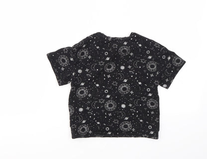 Back view of Next girls’ black argyle/diamond basic t-shirt, size 3, years
