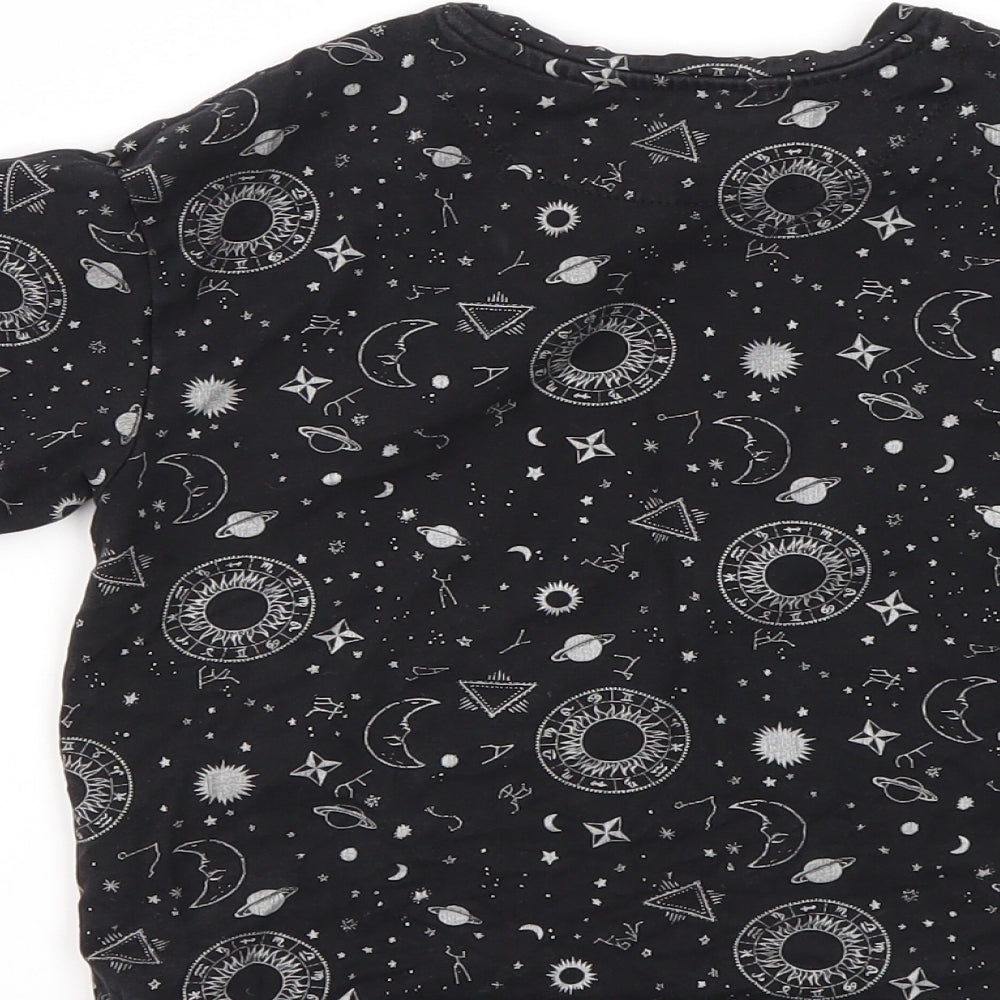 Brand and care label for Next girls’ black argyle/diamond basic t-shirt, size 3, years