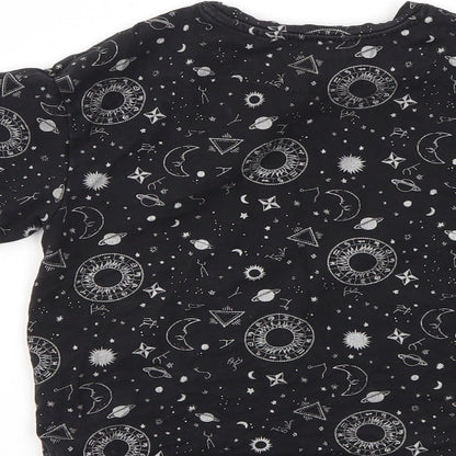 Brand and care label for Next girls’ black argyle/diamond basic t-shirt, size 3, years