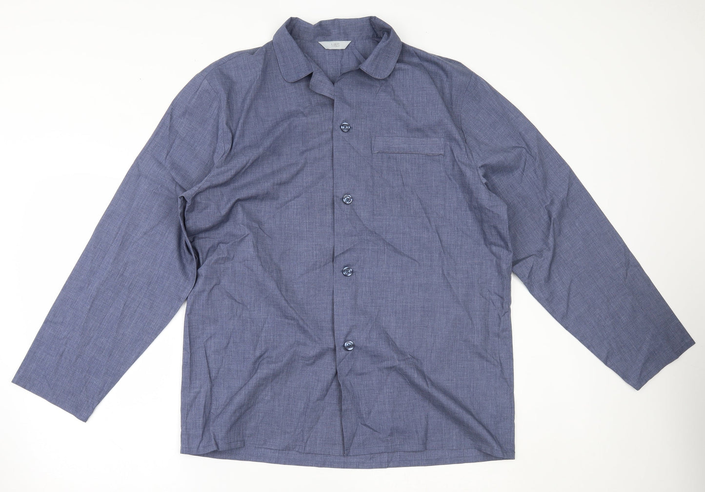 Mens UK Size L Marks and Spencer Blue  Button-Up Long Sleeve Casual Shirt