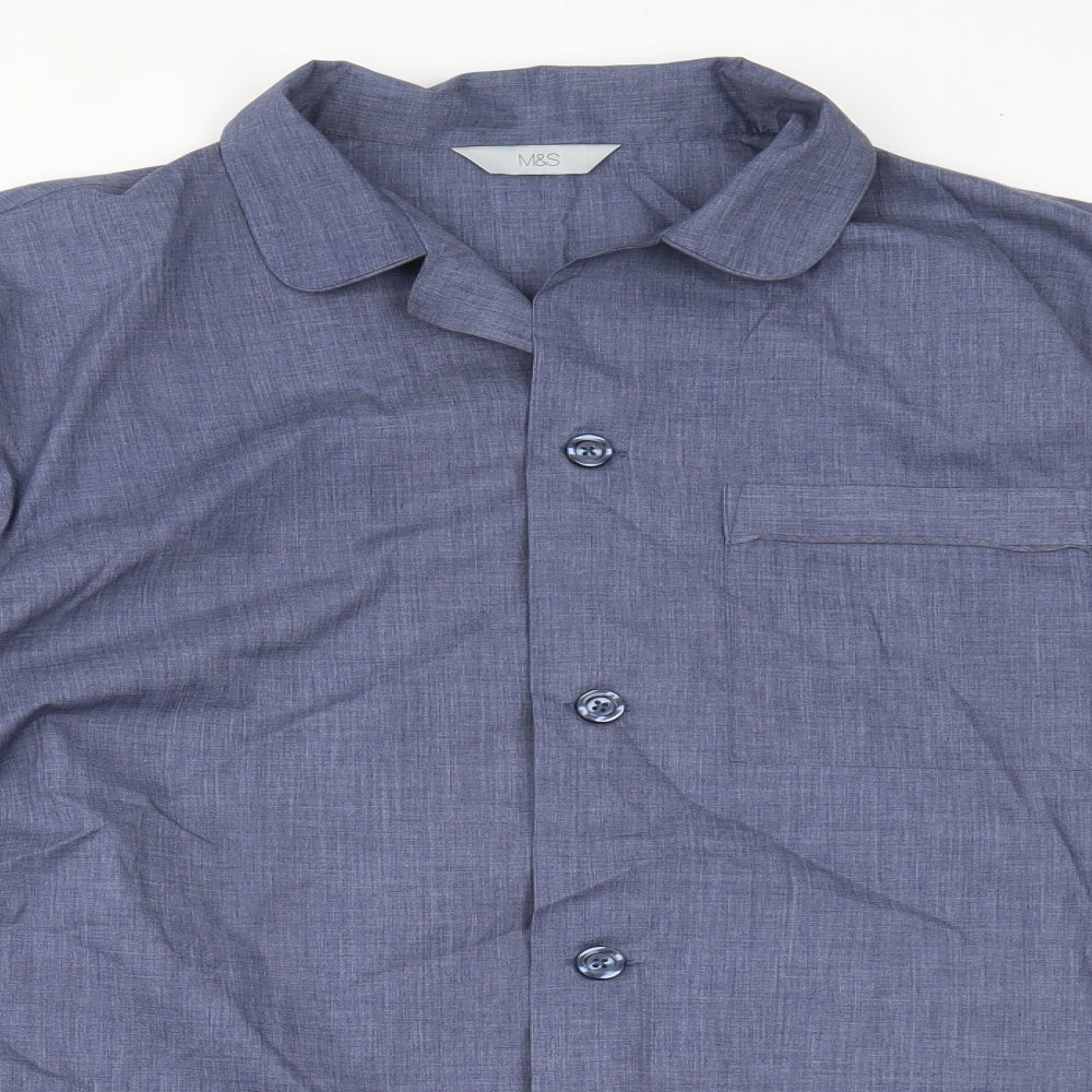 Mens UK Size L Marks and Spencer Blue  Button-Up Long Sleeve Casual Shirt