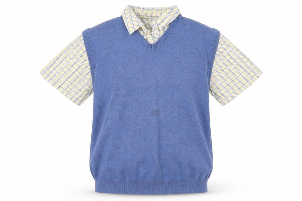 Mens UK Size L Lincoln Blue  Button-Up Short Sleeve Casual Shirt