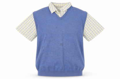 Mens UK Size L Lincoln Blue  Button-Up Short Sleeve Casual Shirt