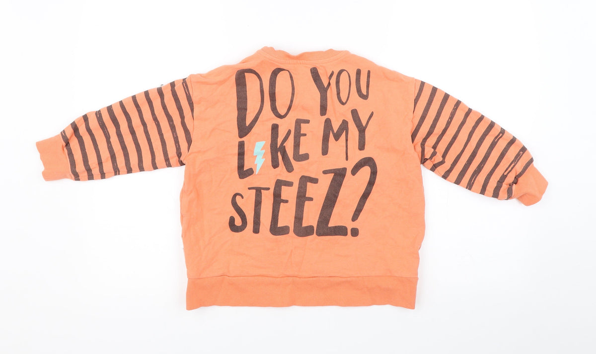 Back view of George boys’ orange pullover sweatshirt, size 5-6, years