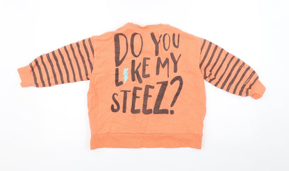 Back view of George boys’ orange pullover sweatshirt, size 5-6, years