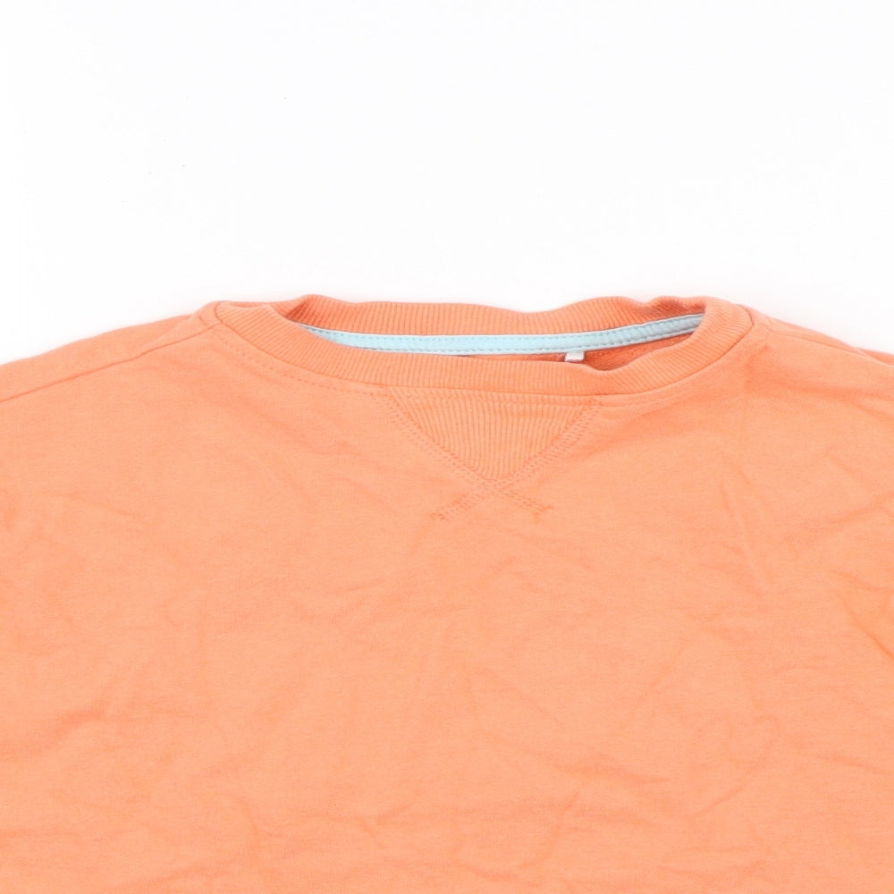 Close-up detail of George boys’ orange pullover sweatshirt, size 5-6, years