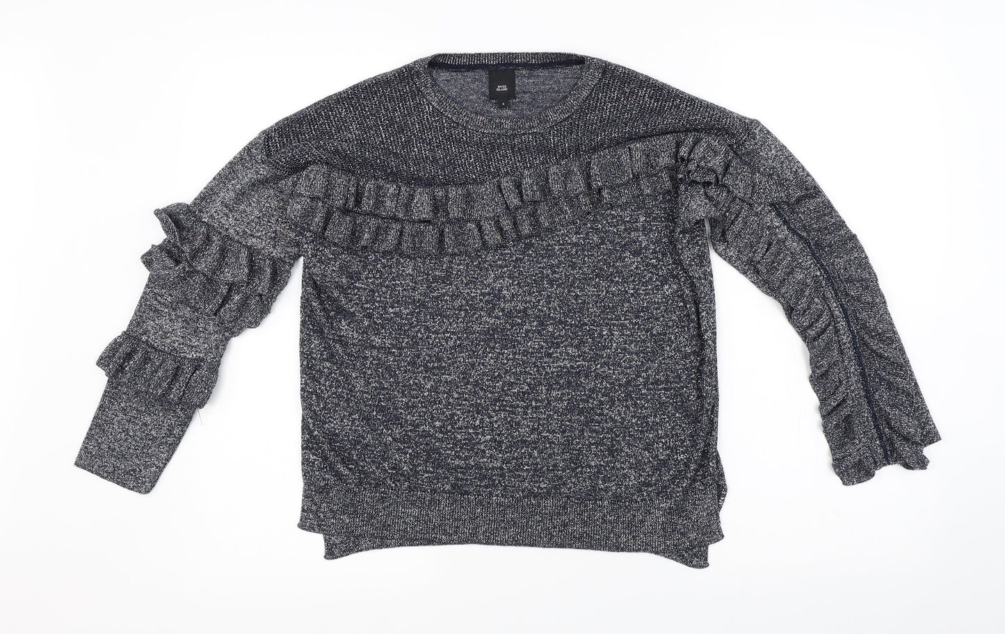 Womens UK Size 6 River Island Grey Henley Jumper