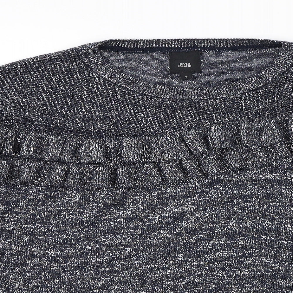Womens UK Size 6 River Island Grey Henley Jumper