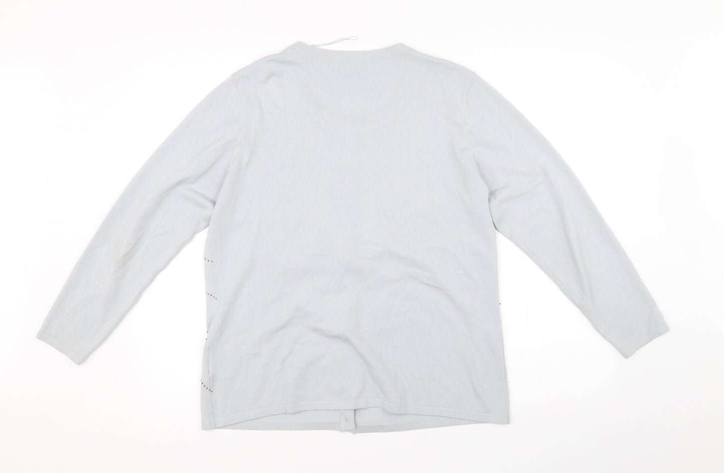 Womens UK Size L Text Grey Cardigan Jumper