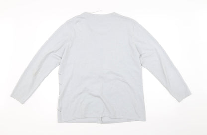 Womens UK Size L Text Grey Cardigan Jumper