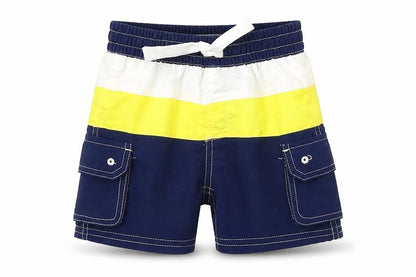 Front view of Mini Club boys’ multicoloured striped cropped trousers, size 9-12, months