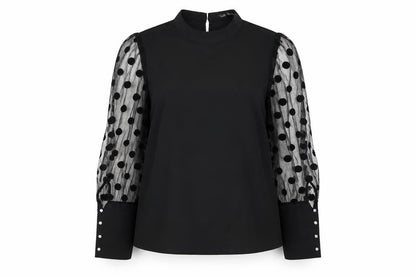Front view of Lapa women’s black basic blouse, size M
