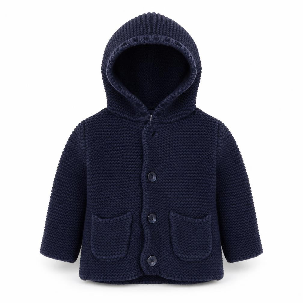 Front view of Gap Baby Blue Cardigan Jumper, size 6-9, Months