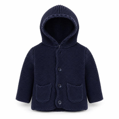 Front view of Gap Baby Blue Cardigan Jumper, size 6-9, Months
