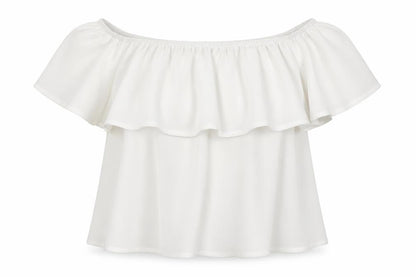 Front view of Stradavarius women’s white basic blouse, size S