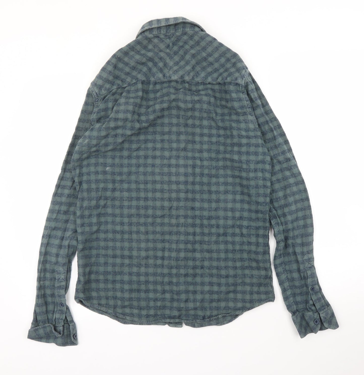 Mens UK Size M Isolid Green  Button-Up Long Sleeve Casual Shirt