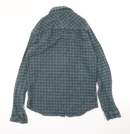 Mens UK Size M Isolid Green  Button-Up Long Sleeve Casual Shirt