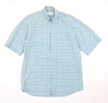 Mens UK Size M M&S Green  Button-Up Short Sleeve Casual Shirt