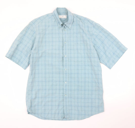 Mens UK Size M M&S Green  Button-Up Short Sleeve Casual Shirt
