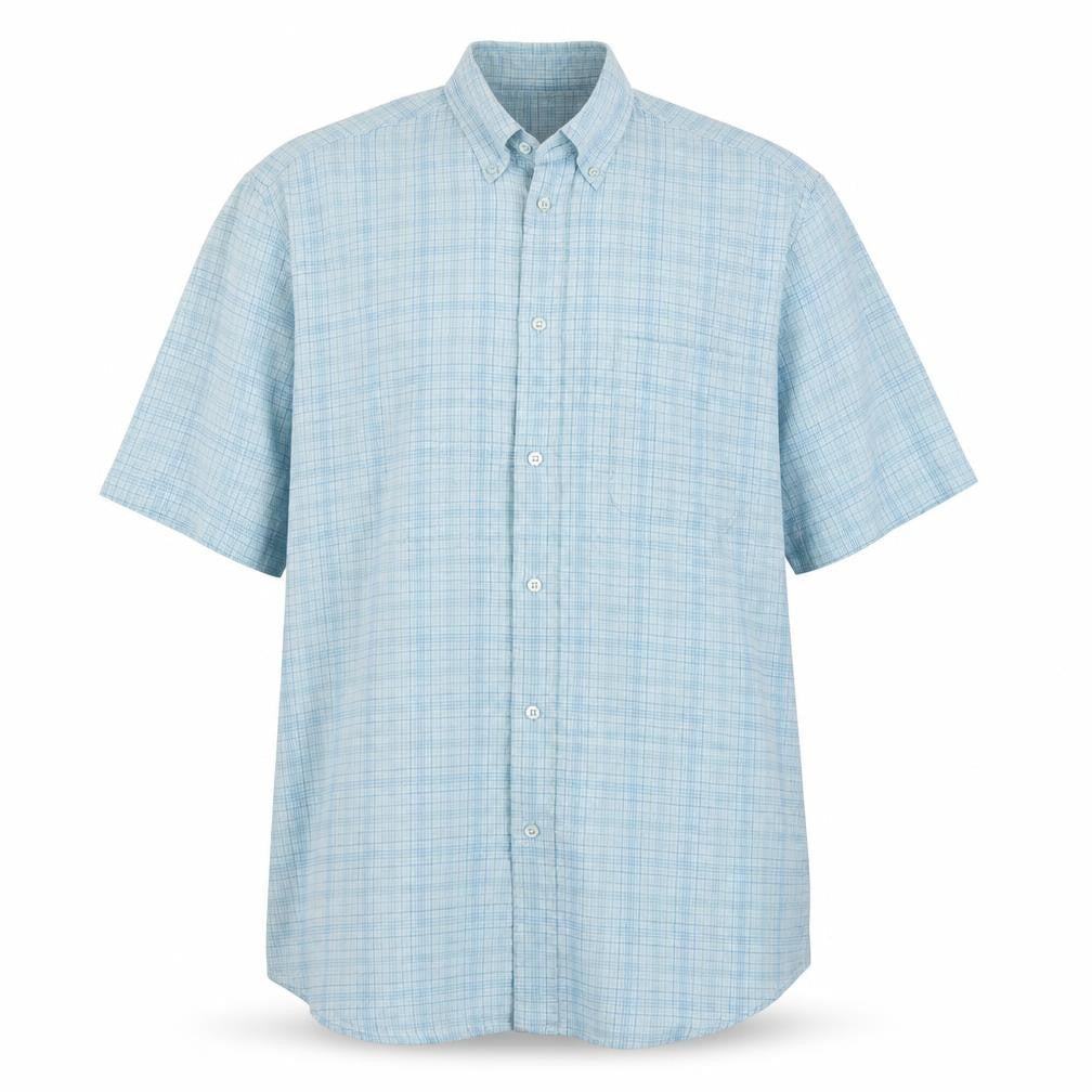 Mens UK Size M M&S Green  Button-Up Short Sleeve Casual Shirt