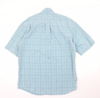 Mens UK Size M M&S Green  Button-Up Short Sleeve Casual Shirt