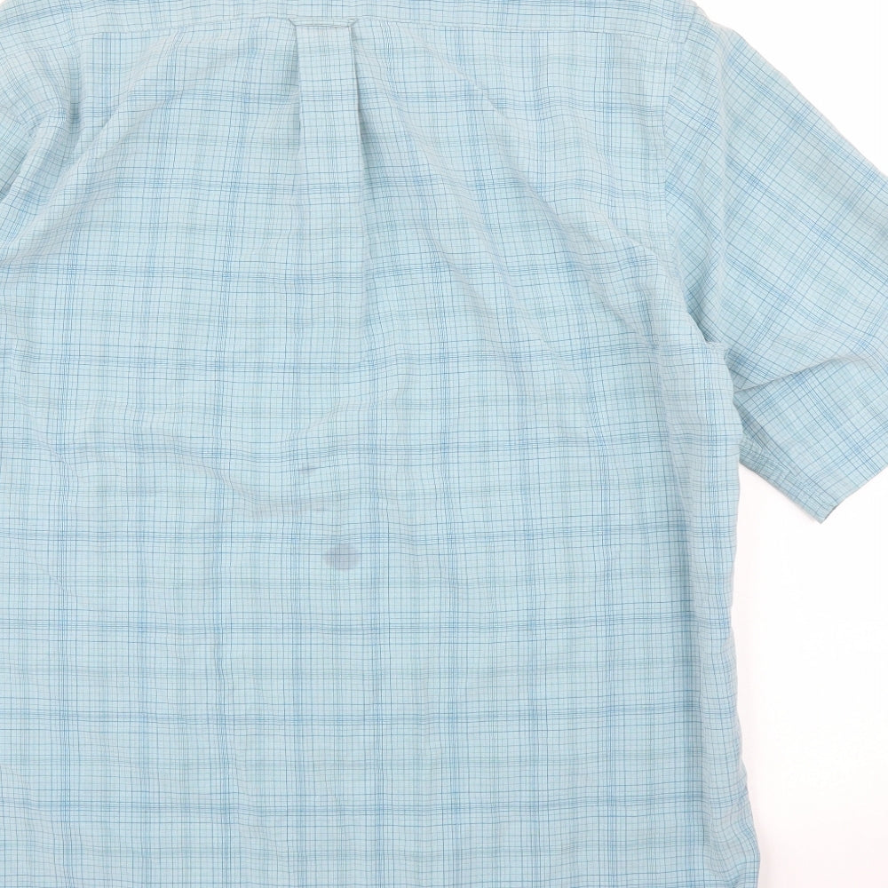 Mens UK Size M M&S Green  Button-Up Short Sleeve Casual Shirt
