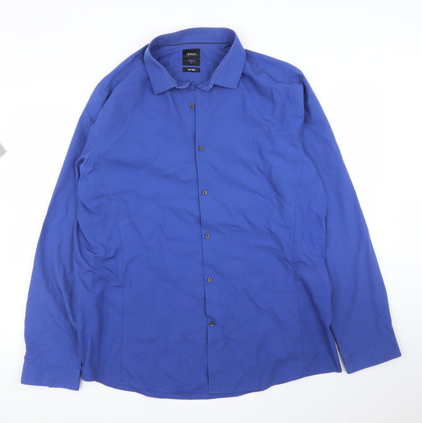 Mens UK Size XL Burton Blue  Button-Up Long Sleeve Casual Shirt