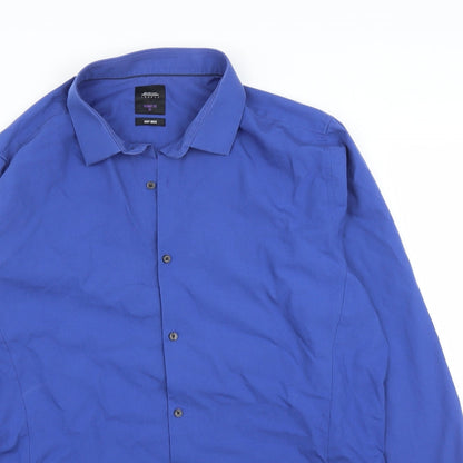 Mens UK Size XL Burton Blue  Button-Up Long Sleeve Casual Shirt