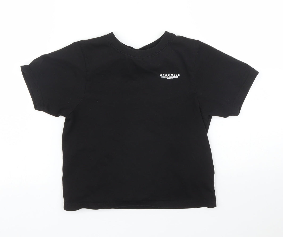 Additional front view of Mackenzie boys’ black basic t-shirt, size 7, years
