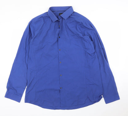 Mens UK Size XL Burton Blue  Button-Up Long Sleeve Casual Shirt