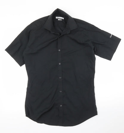 Mens UK Size 14 Kustom Kit Black  Button-Up Short Sleeve Casual Shirt