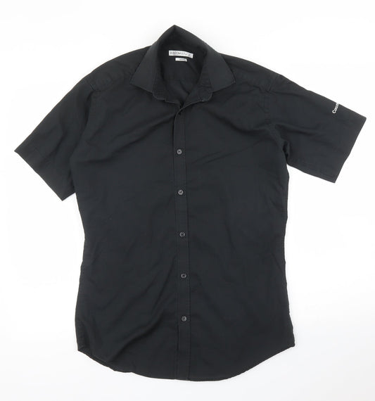 Mens UK Size 14 Kustom Kit Black  Button-Up Short Sleeve Casual Shirt