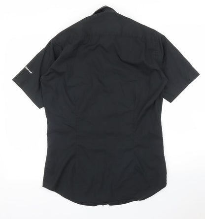 Mens UK Size 14 Kustom Kit Black  Button-Up Short Sleeve Casual Shirt