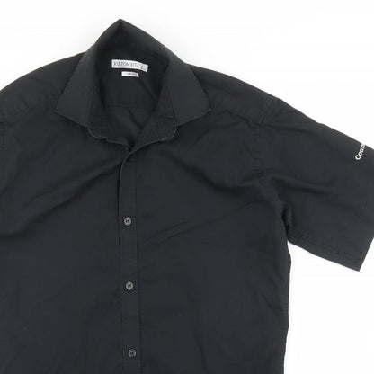 Mens UK Size 14 Kustom Kit Black  Button-Up Short Sleeve Casual Shirt