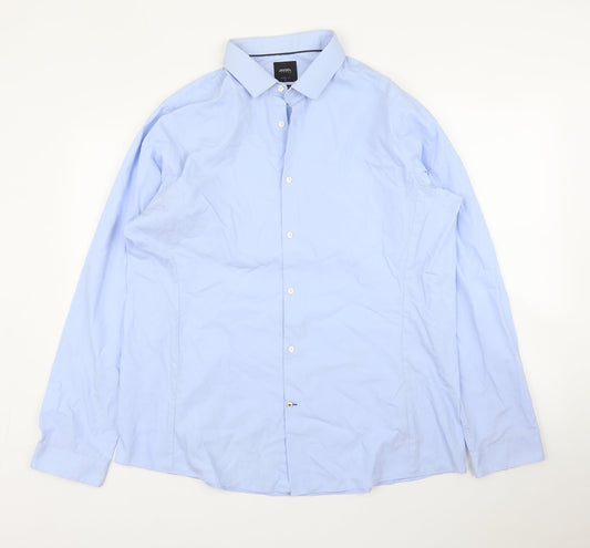 Mens UK Size XL Burton Blue  Button-Up Long Sleeve Casual Shirt