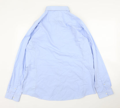 Mens UK Size XL Burton Blue  Button-Up Long Sleeve Casual Shirt