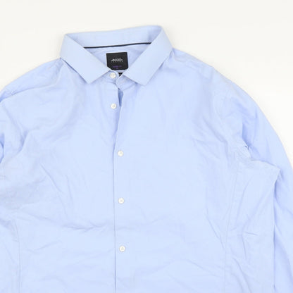 Mens UK Size XL Burton Blue  Button-Up Long Sleeve Casual Shirt