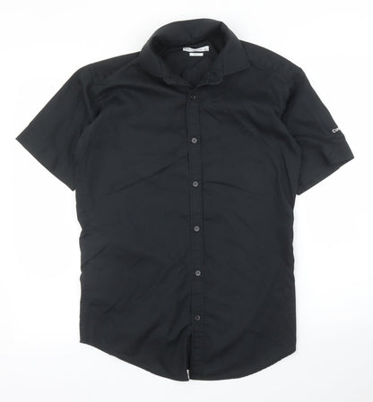 Mens UK Size 14 Kustom Kit Black  Button-Up Short Sleeve Casual Shirt