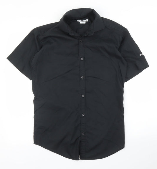 Mens UK Size 14 Kustom Kit Black  Button-Up Short Sleeve Casual Shirt