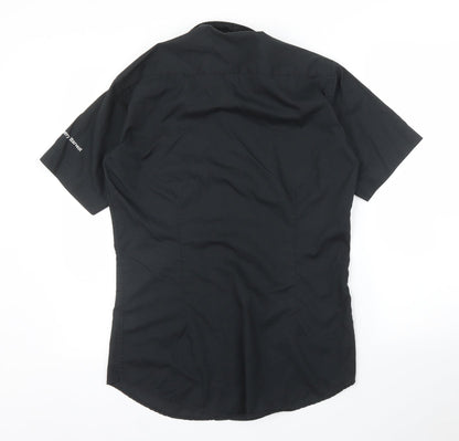 Mens UK Size 14 Kustom Kit Black  Button-Up Short Sleeve Casual Shirt