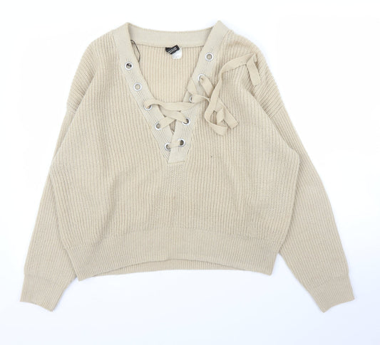 Womens UK Size S H&M Beige Pullover Jumper