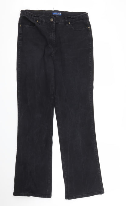 Mens UK Size 16 Brooks Regular Fit Bootcut Black Jeans