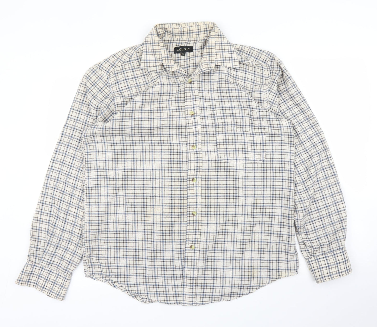 Mens UK Size M County Beige  Button-Up Long Sleeve Casual Shirt