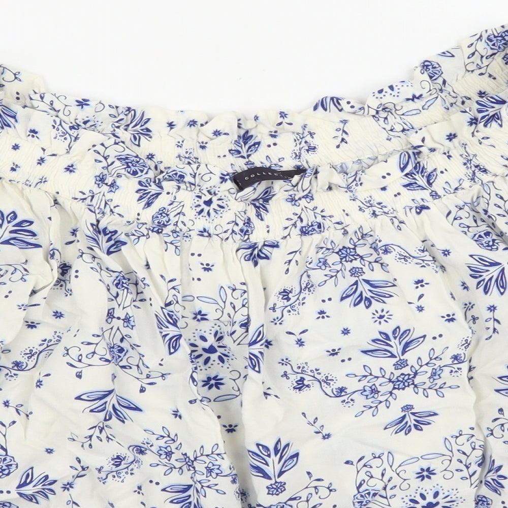 M&S Womens Blue Floral  Basic Blouse Size 8