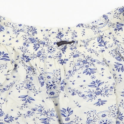 M&S Womens Blue Floral  Basic Blouse Size 8