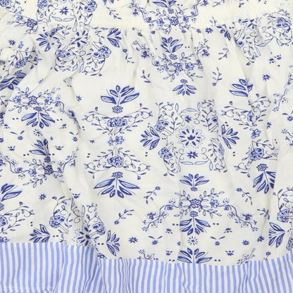 M&S Womens Blue Floral  Basic Blouse Size 8