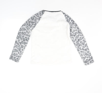 Primark Girls White Animal Print  Top Pyjama Top Size 10-11 Years  - sleep top
