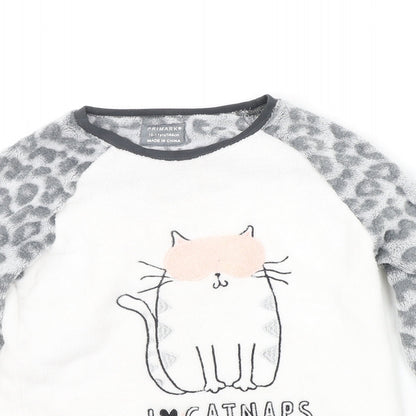 Primark Girls White Animal Print  Top Pyjama Top Size 10-11 Years  - sleep top