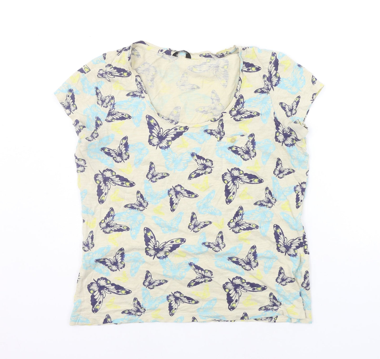 Womens UK Size 12 M&Co Beige Basic T-Shirt