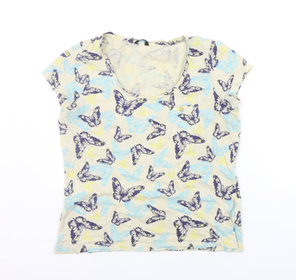 Womens UK Size 12 M&Co Beige Basic T-Shirt